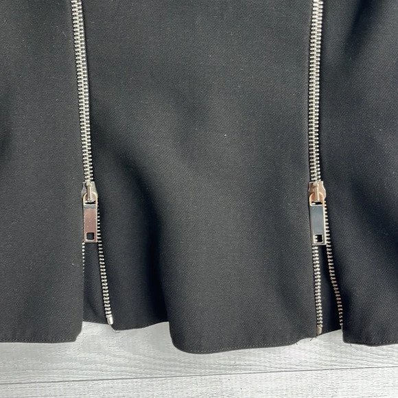 Zara Woman Black Deep V Neck Zipper Peplum Top S - Picture 5 of 6